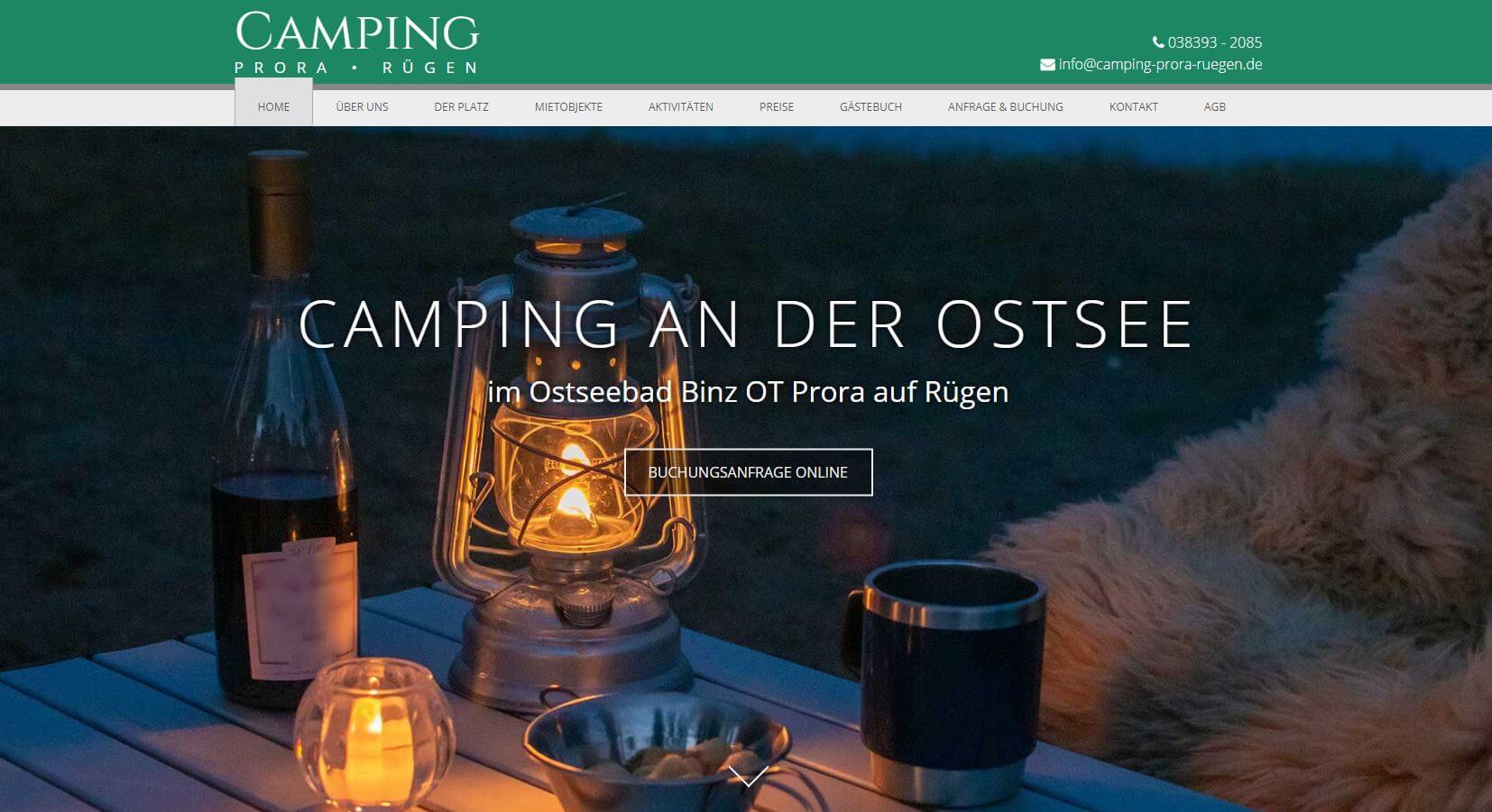 Homepage Referenz Camping Prora Rügen