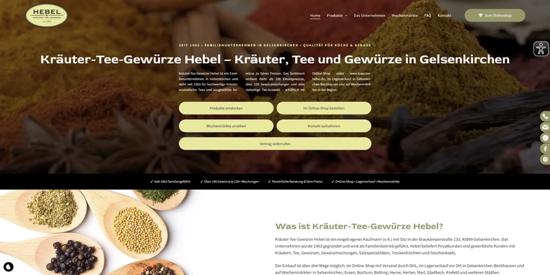 Homepage All-Inclusive Referenz Kräuter-Tee-Gewürze Hebel